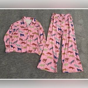 Boutique Colorful Leopard Pajama Set Size Medium NWOT